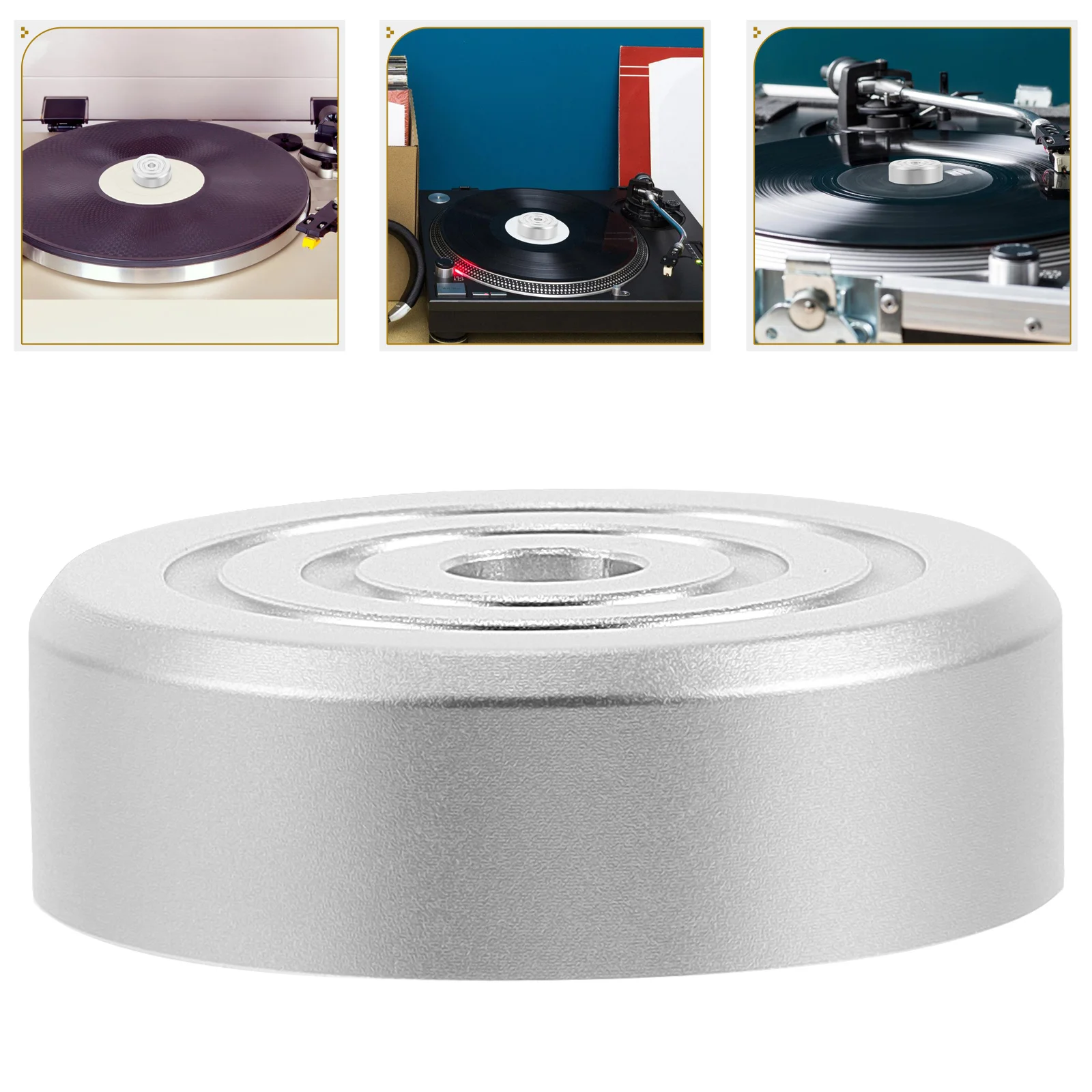 

Aluminum Vinyl Record Adapter Clamp Balanced Turntable Weight Metal Replacement Block Low Profile For Large Center Holes Durable