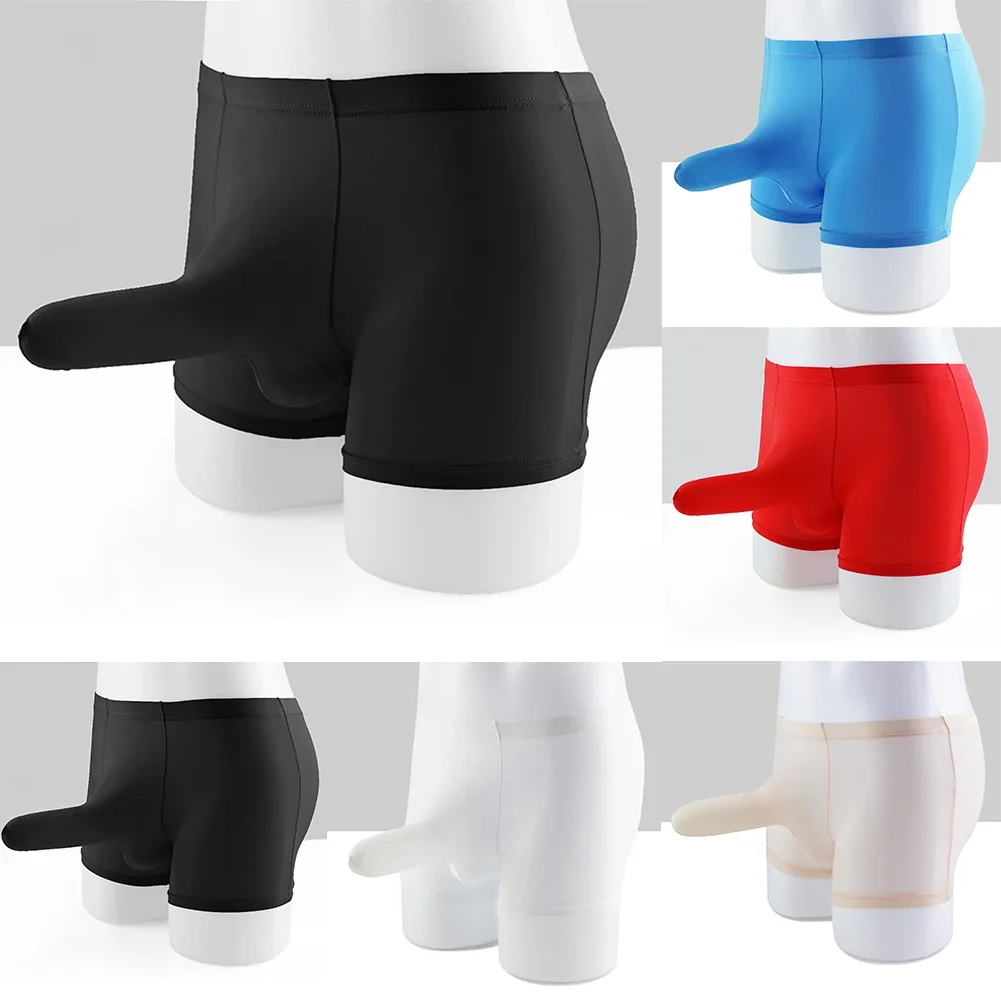 Men Trunks Ultrathin Ice Silk Underwear Briefs Shorts Panties Elephant Nose Bulge Pouch Underpants See Through Lingerie 