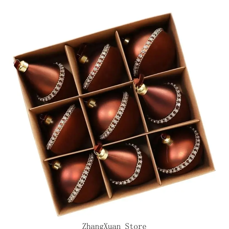 Kunststoff-Weihnachtskugelkollektion, hängende Kugeln mit Metalloberteil und Schmuckbesatz für Innendekorationen 3XUF – Detail 10