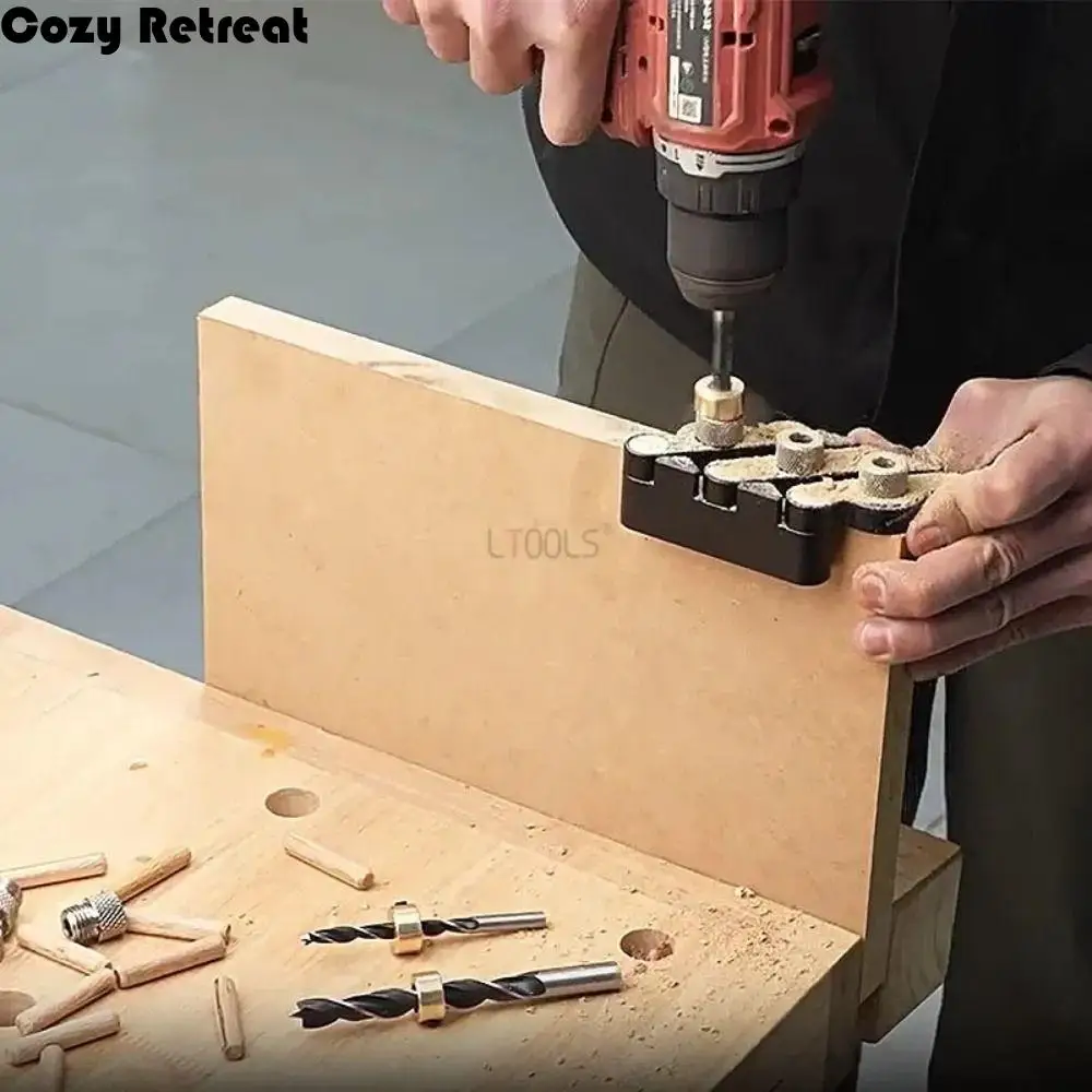 Compact Precision Woodworking Center Locator Straight Holes Puncher Wood Panel Joints Antirust Fast Punching Locator Carpentry