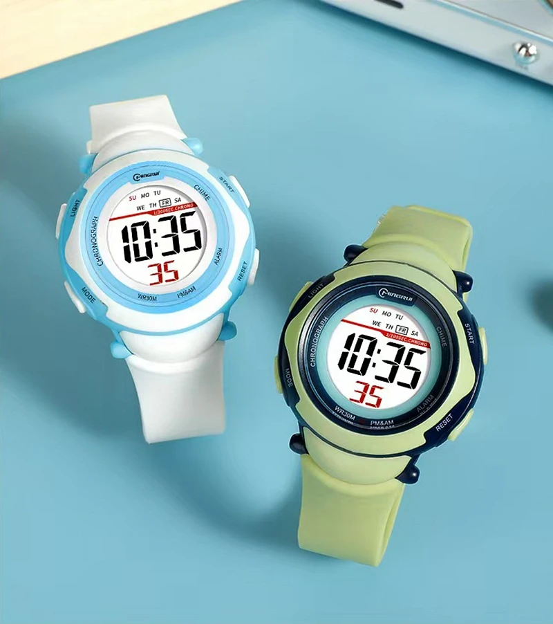 

Kids Watches Digital Sport Children Watch For Boys Girls Alarm Stopwatch 3M Waterproof White Student Electronic Wristwatch