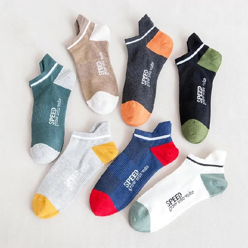 5 Pairs Set Mens Short Socks Summer Low Tube Sport Short Casual Socks Trend Thin Socks Breathable Ankle Polyester Spring