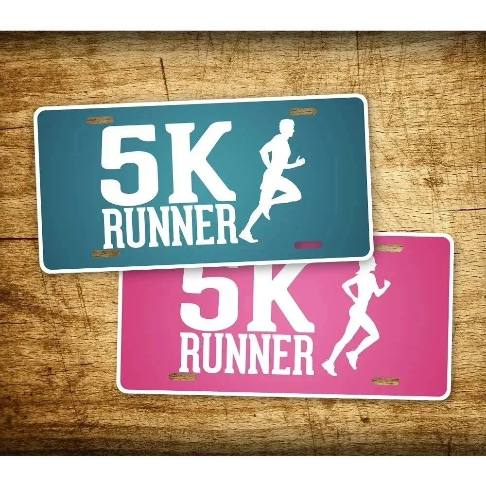 5K Jogging Custom Text Metal Sign Pink/Aqua 3.1 Mile,Runner Wall Plaque Gift For Running Lovers