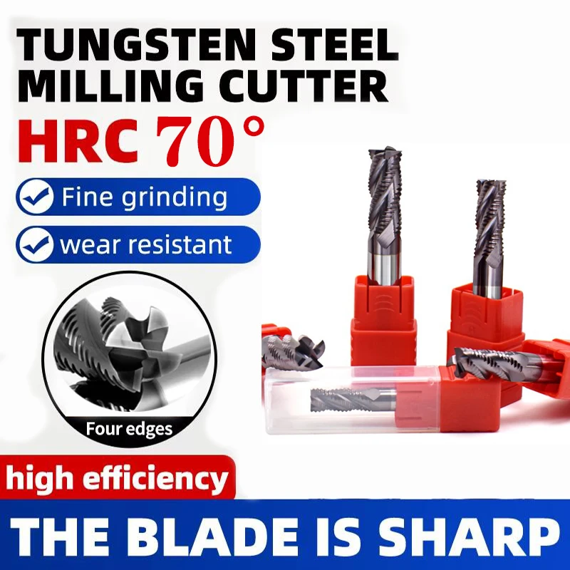 HRC58 68 Tungsten Steel Milling Cutter rough skin milling cutter hard alloy CNC cutting tool Extended coating corrugated Tools
