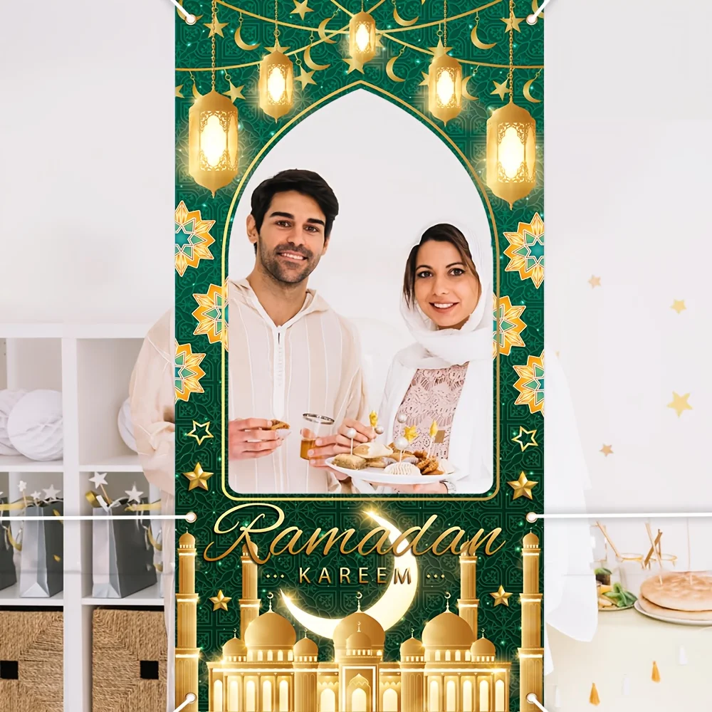 1 قطعة عيد الفطر الاحتفال البوليستر العلم رمضان كريم كابينة تصوير الدعامة مهرجان إطار صور داخلي في الهواء الطلق الطرف الديكور #2