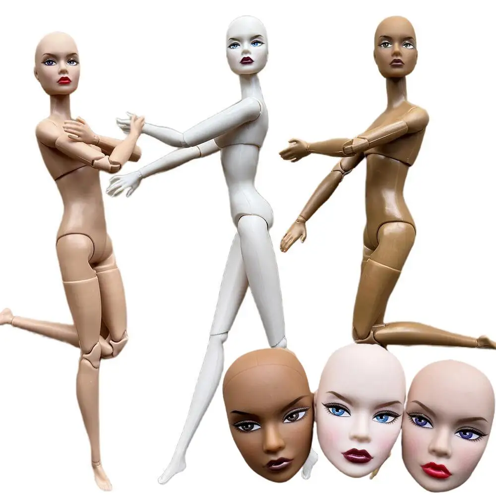 1/6 Scale High-Quality Movable Female PP Doll Figure Super White Beige Dark Brown Skin Tone Multi-jointed Fashion Doll Heads