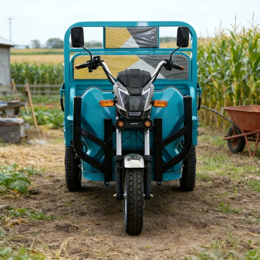 Electric Trike with Safety Side Bars and High Backrest Motorized 3 Wheel Motorcycle for Yard Care Landscape Maintenance