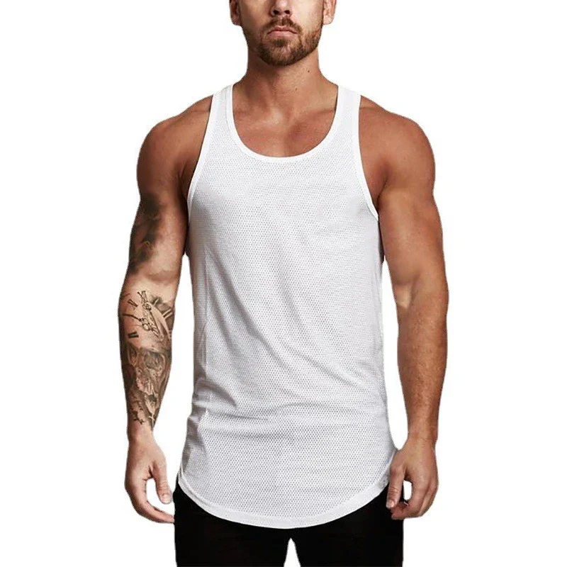 Summer Quick Dry Mesh Gym Clothing Bodybuilding Tank Top Men Fitness Singlets Sleeveless T Shirt Male Muscle Vest