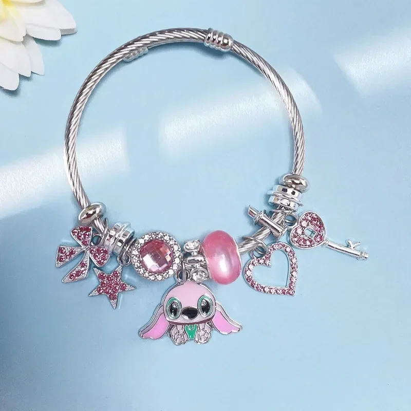 

Kawaii Stitch Love DIY Beads Versatile Bracelet Anime Lucky Star Charms Pandora Pulsera Cartoon Bangle Jewelry Accessories Gifts