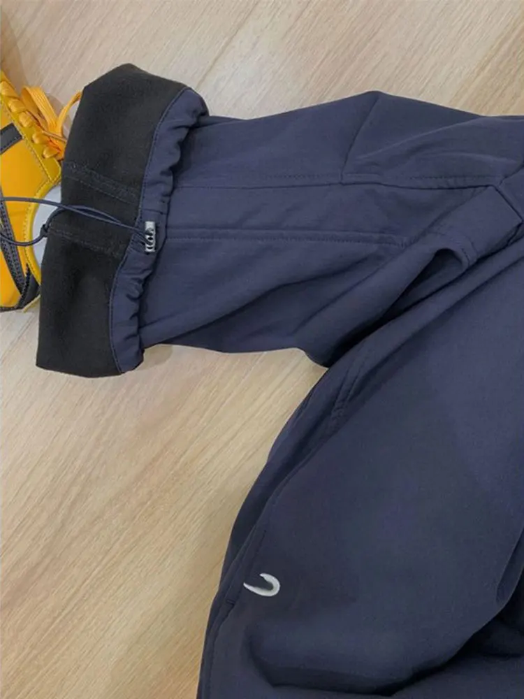 

Модные американские утепленные женские спортивные брюки на флисовой подкладке, осенне-зимние, маленького размера, модные свободные брюки прямого кроя