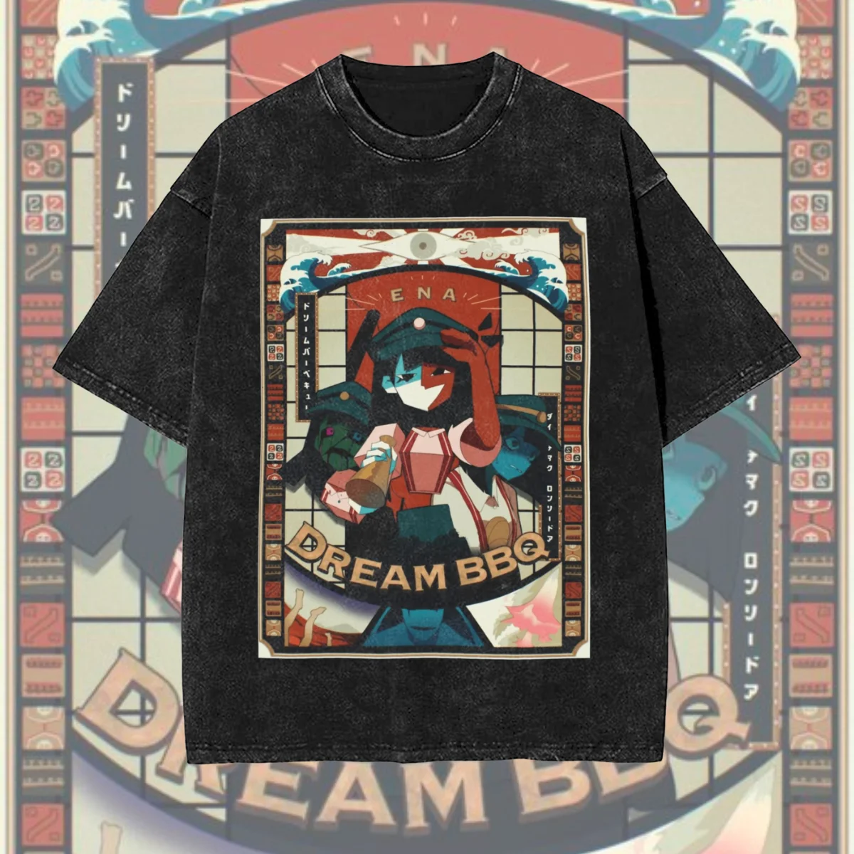 حلم شواء إينا تي شيرت للرجال 100% قطن تي شيرت عتيق طاقم الرقبة النمط الياباني تيز ملابس قصيرة الأكمام حجم كبير