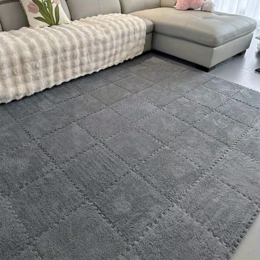 

16Pcs Soft Fluffy Baby Play Mat Thickened Plush Interlocking Crawling Rug Baby Non Slip Activity Rug for Bedroom Living Room