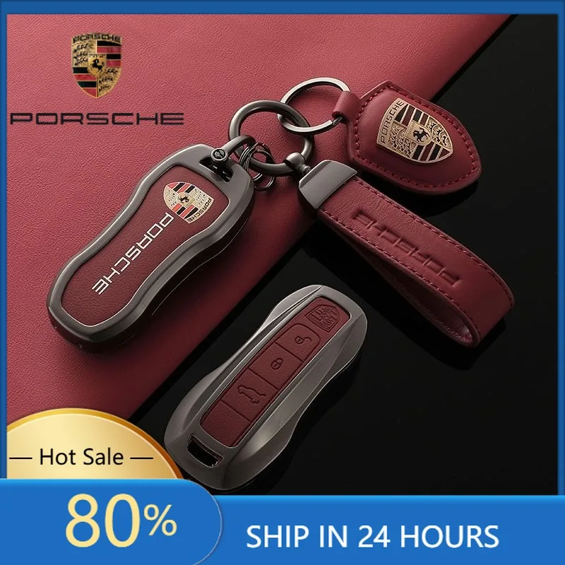 

Наклейки для интерьера автомобиля Porsche, чехол для ключей из цинкового сплава и кожи, защитный корпус для Porsche Macan, Cayenne, 718, Panamera, 911, 9.