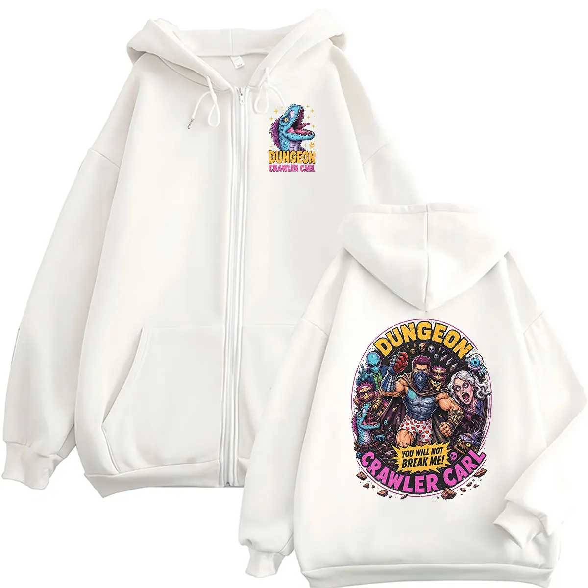 Game Dungeon Crawler Carl You Will Not Break Me Zipper Hoodie Princess Donut Long Sleeve Oversized Jacket Men Women Sweatshirt