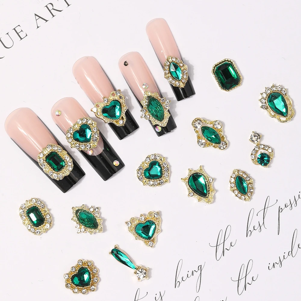 10PCS 3D Luxury Alloy Nail Art Charms เครื่องประดับอัญมณีหินอุปกรณ์เสริมสําหรับตกแต่งเล็บอุปกรณ์ตกแต่งเล็บวัสดุ