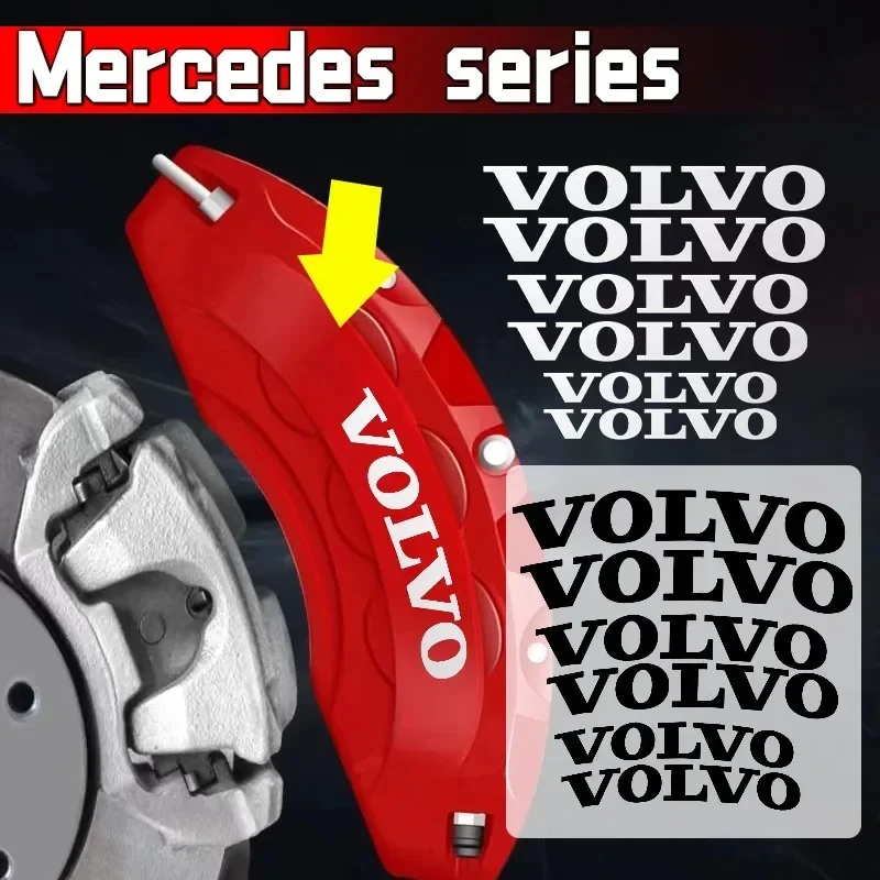 6 pegatinas resistentes a altas temperaturas para pinzas de freno de coche Volvo XC60 XC90 S60 S90, calcomanía de vinilo impermeable, accesorios de tuning para automóviles