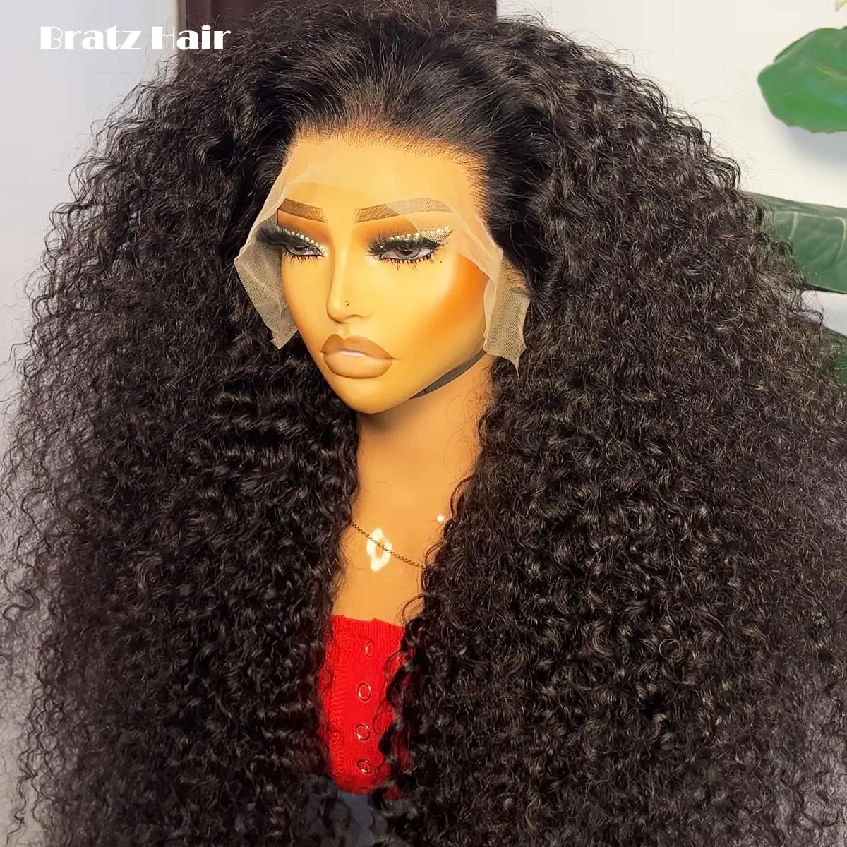 Glueless Kinky Curly 13x6 HD Lace Front Wig Natural Black Human Hair 13x4 360 Lace Front Deep Wave Wigs for Woman Ready to Wear
