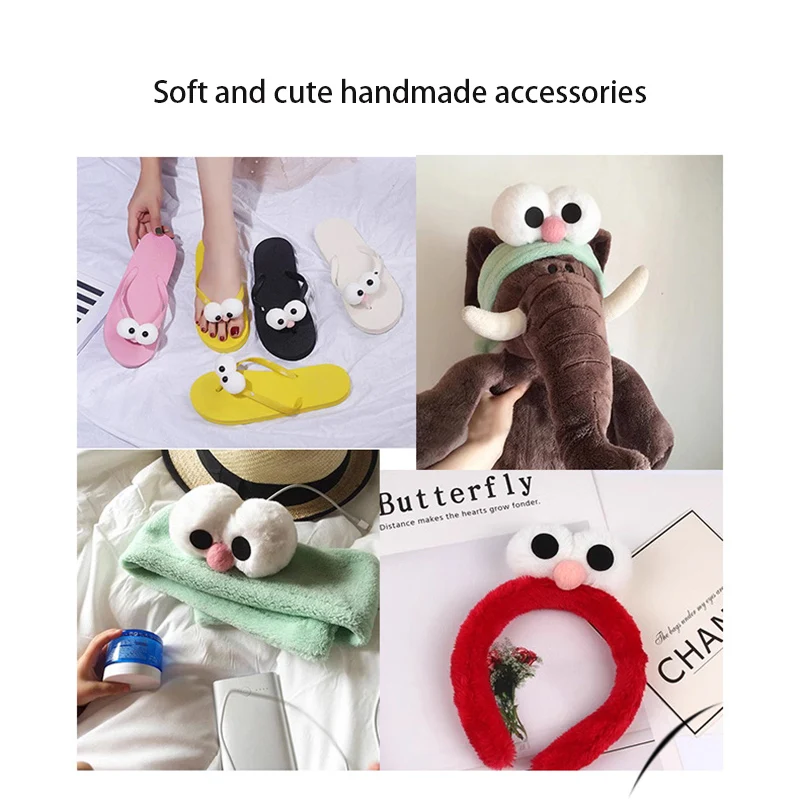 15pcs Cute Plush Eyes Fluffy Soft Clothing Accessories DIY Craftsmanship Handmade Sewing Accessory Multi Style Multi-functional view 5