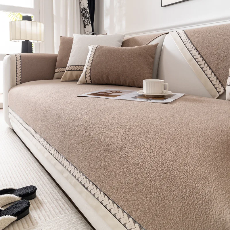 Chenille SofaTowel, Anti Slip Design Sofa Cover Solid Color Thickness,Anti Pet Scratch, Washable Universal Couch Cushion