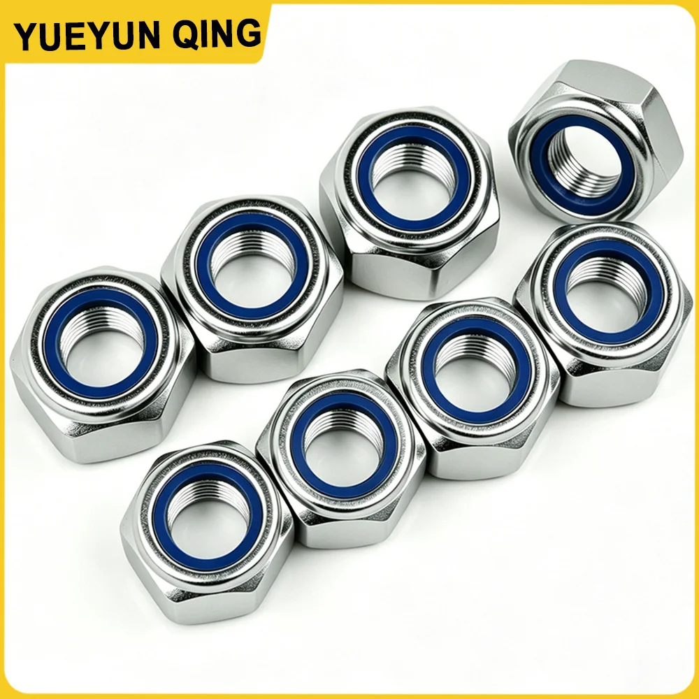 5-100pcs M2 M2.5 M3 M3.5 M4 M5 M6 M8 M10 M12 304 Stainless Steel Hex Nylon Insert Lock Nut Self-locking Locknut
