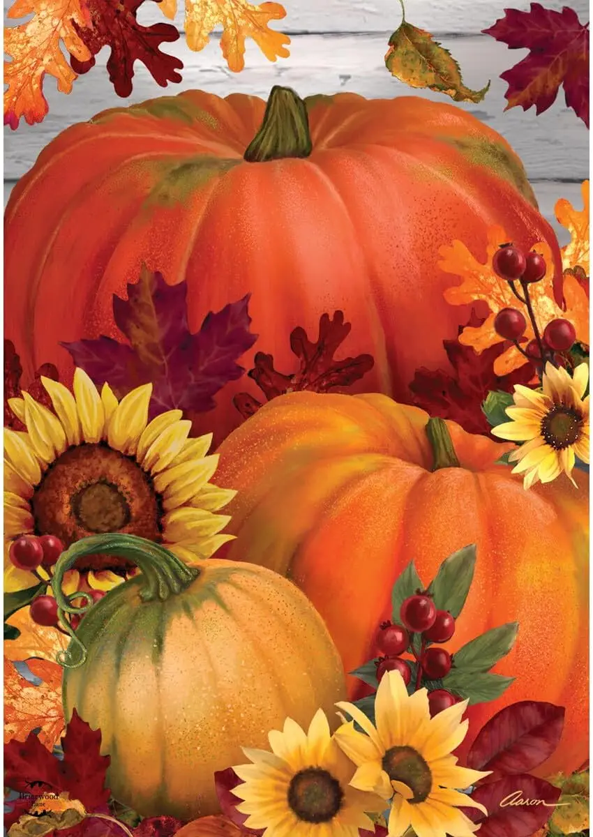 Autumn Pumpkin Trio House Flag Sunflowers Fall 28
