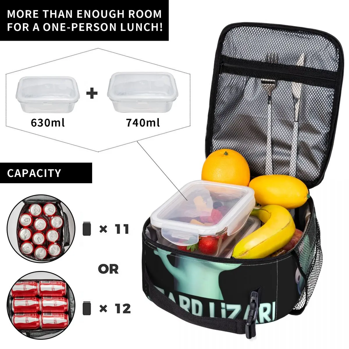 Funny Cartoon Lizard Meme Lunch Bag Portable Lunch Box Men Travel Custom Cooler Bag Funny Oxford Tote Food Bags