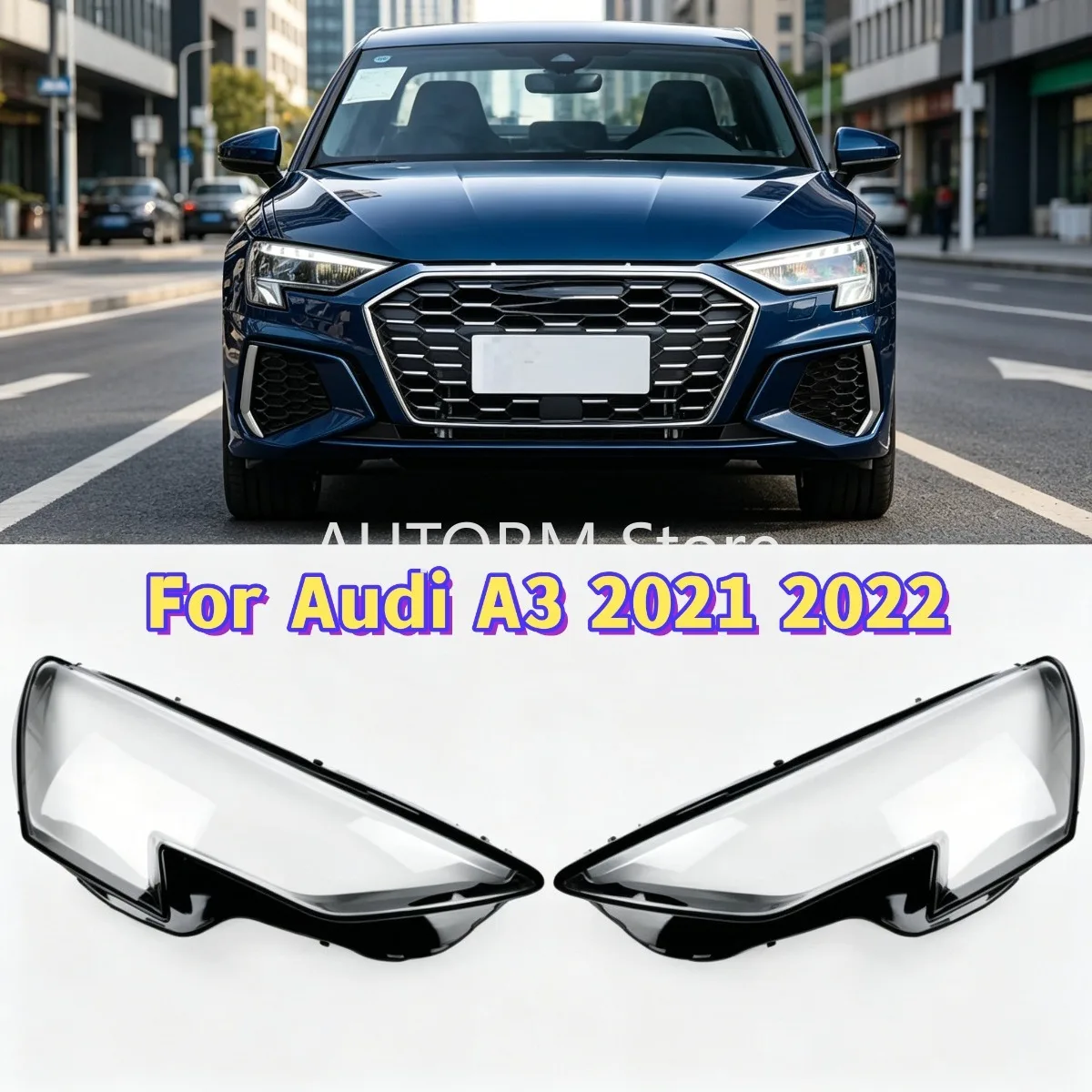 Pair Front Headlight Shell Transparent Headlamp Cover For Audi A3 2021 2022 Replace Lampshade Housing Lens Auto Accessories