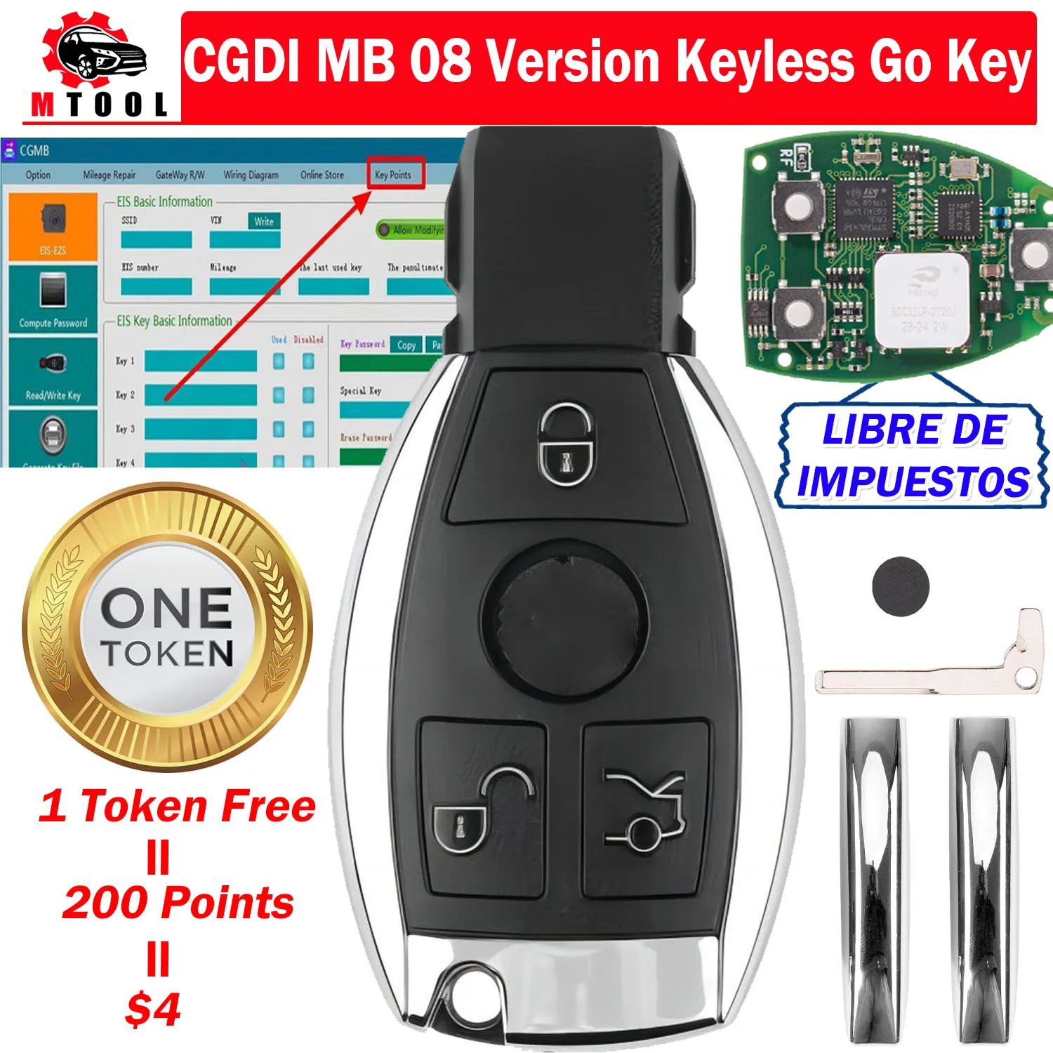 Llave Inteligente CG MB 2026 Versión 08 Go Key 315MHz 433MHz para Mercedes Benz W164 W221 W216 Año 2005-2010 Obtén un Token Gratis en CGDI MB
