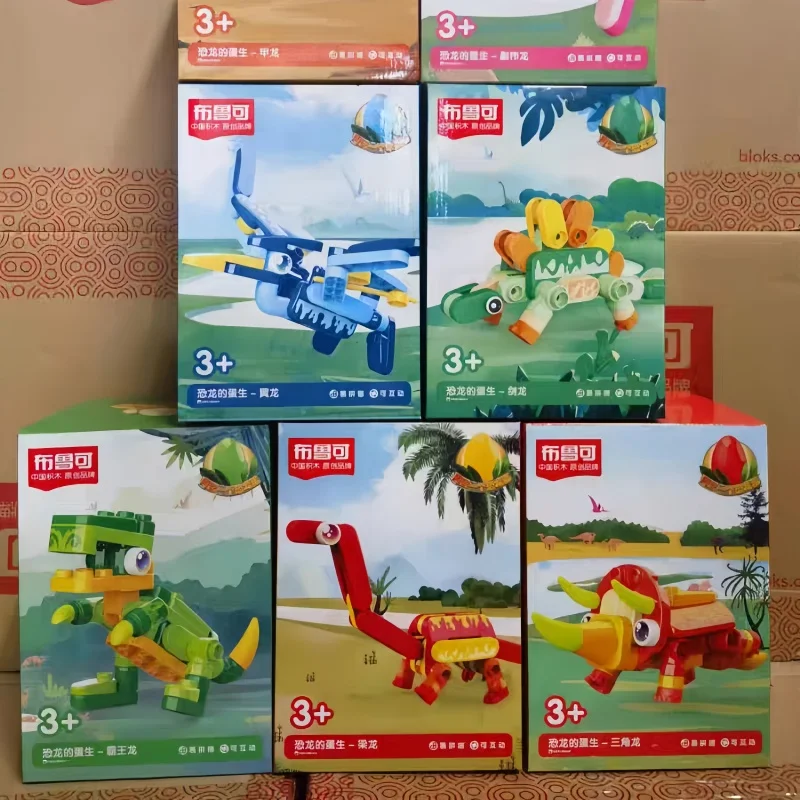 

BLOKEES яйцо динозавра, большие частицы, детский набор блоков-головоломки, тираннозавр Рекс, трицератопс, строительные игрушки для мальчиков и девочек