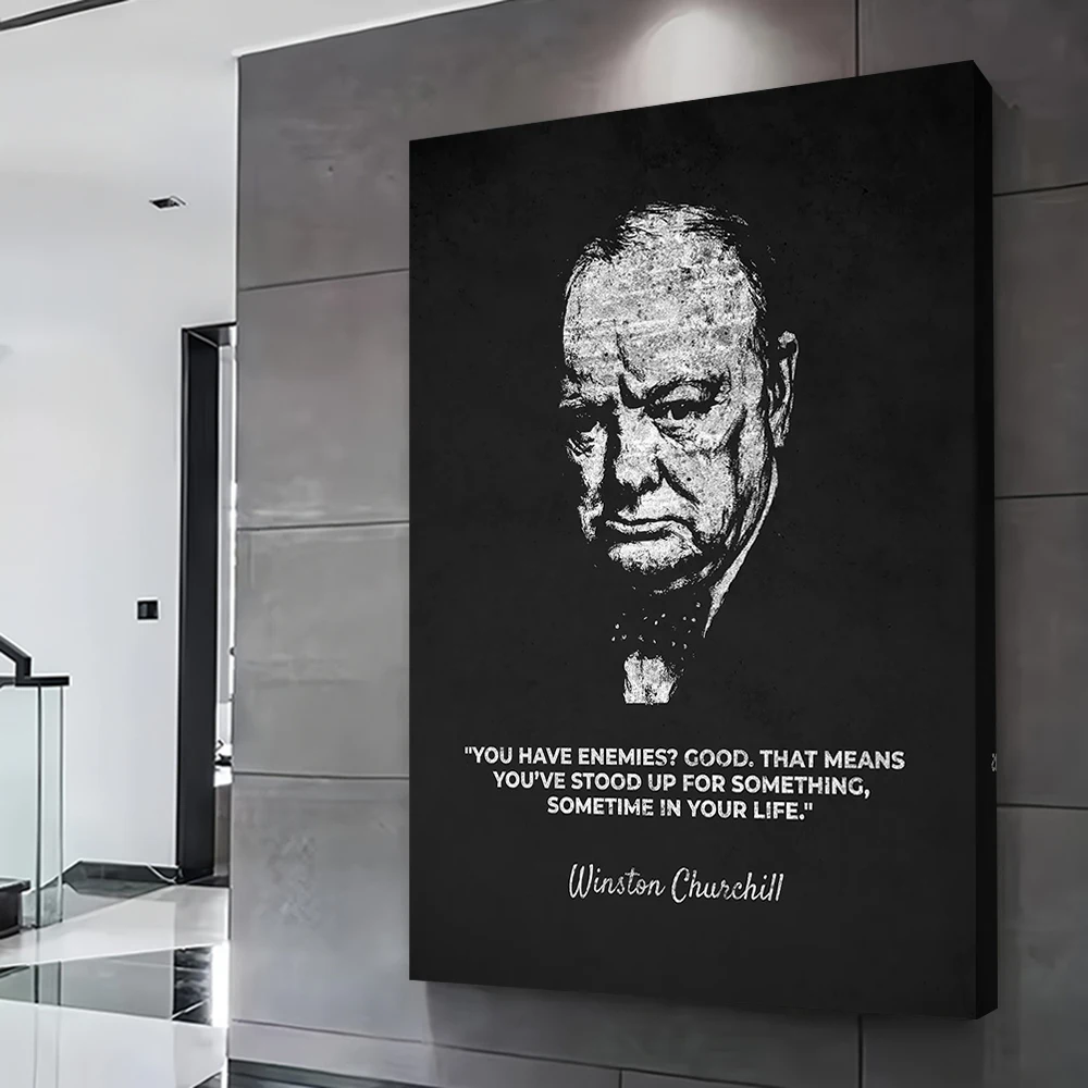 Winston Churchill Enemies Quote Printed Poster Customizable Pictures Wall Art Canvas Painting Gift for Aesthetic Decoration Home