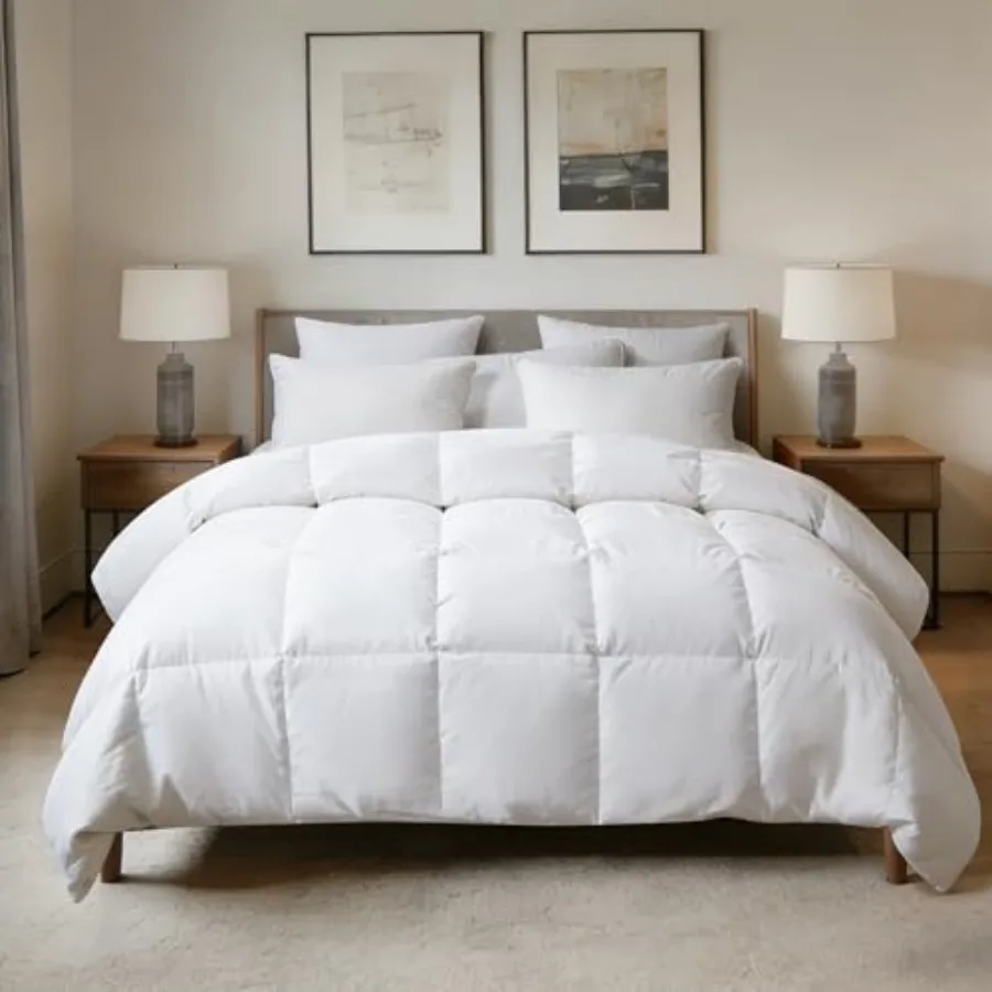

Feather Down Comforter Natural Fluffy Duvet Insert Luxurious Hotel Collection Quilts All Season Bedding Comforter 100% Cotton C