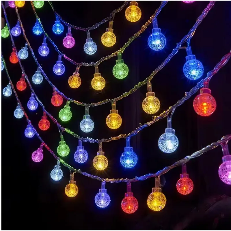 10M 100 LED Outdoor String Lights Ball Chain Garland Fairy Lights for Party Home Wedding Garden Christmas Decor