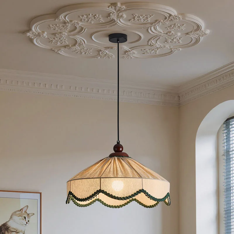 Petal Fabric Pendant Light Modern E27 LED Wooden Japanese Chandelier Living Dining Bedroom Room Home Decor Ceiling lamps