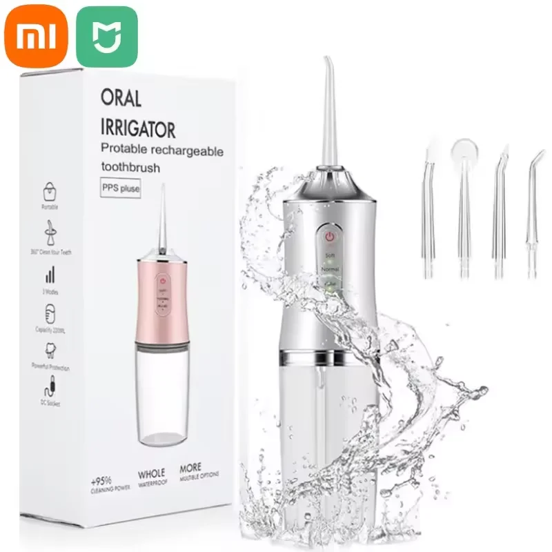 Xiaomi Portable Electric Dental Water Flosser Oral Irrigator Dental Bed Sprinkler Jet Toothpick 4 Nozzle Mouth Washing Machine