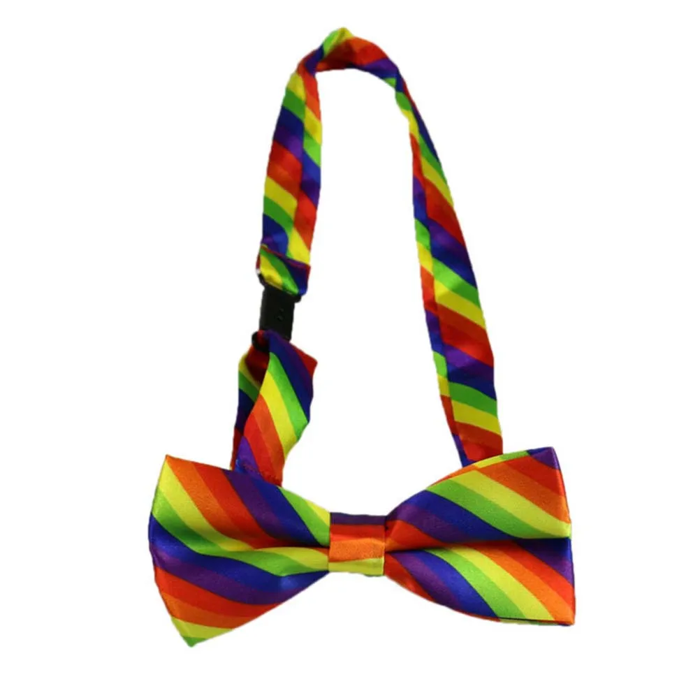 3 قطعة الحمالات الملونة ربطة القوس فيونكة مجموعة قابل للتعديل مطاطا قوس قزح الحمالات ل الجينز السراويل للجنسين زي حفلة الأقواس التعادل #1