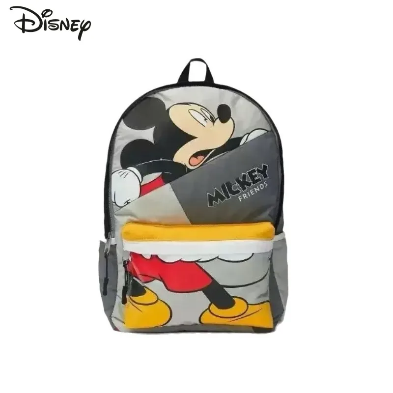 

Disney Mickey Mouse Backpack Stylish Gray Adjustable Shoulder Straps Polyester Lining Daily Commute Outings School Bag