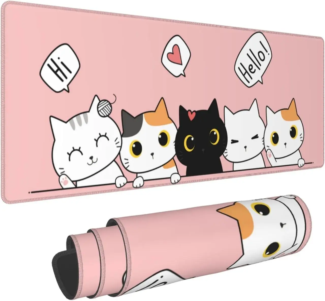 

Pink Cute Kittens Cat Gaming Mouse Pad Large Kawaii Desk Mat Long Extended Pads Big Mousepad for Home Office Decor Accessories