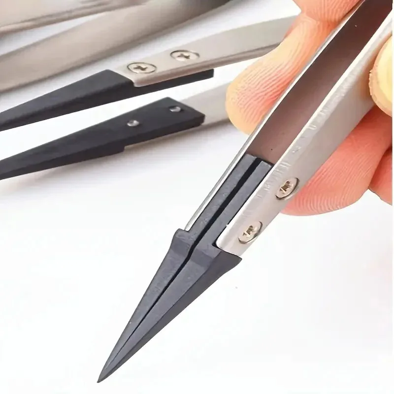 Safe Precision Tweezers Straight Curved Tip Precision Soldering Clamp Heat Resistant Anti-slip For Electronics & Jewelry Repair