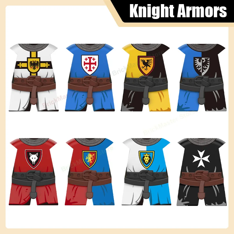 Medieval Military Castle Knight Building Blocks Templar Teutonic Rider Shield Spear DIY Soldier Figure Parts Toy Gift Bricks Set