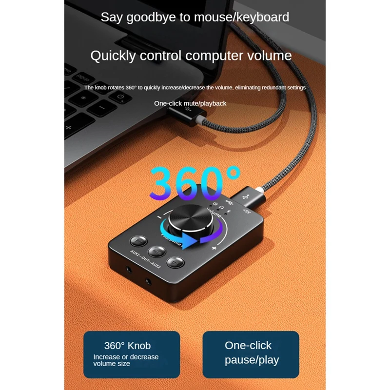 Usb Volumeregelaar Multimedia Computer Speaker Controller Aanpassen Knop One-Key Dempen Bluetooth Met Play Pause Skip