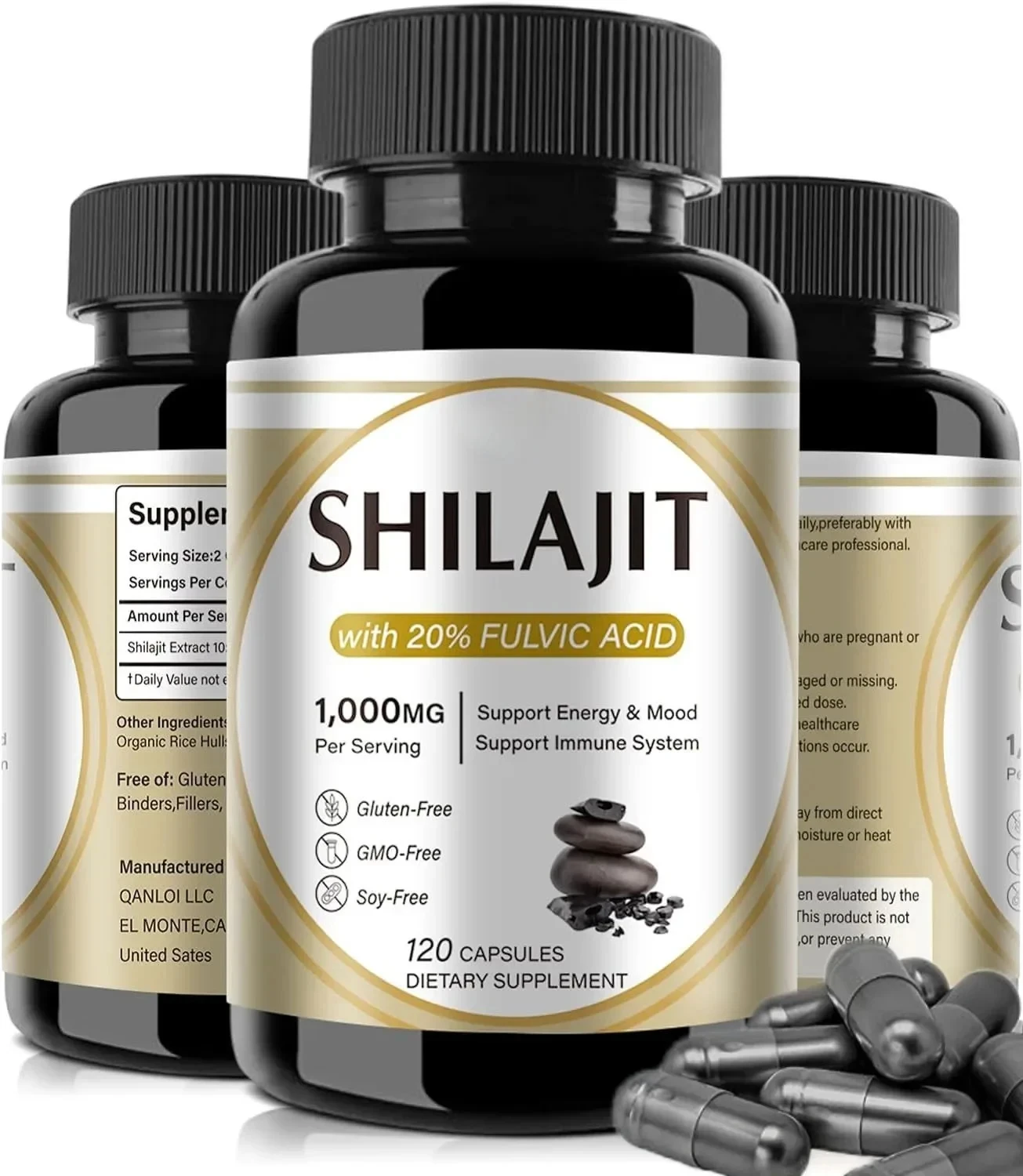 

100% organic SHILAJIT capsules enhance strength, energy, endurance, support endurance, immunity, promote brain cognition