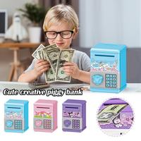 Electronic Piggy Bank Automatic Mini Safe Coins Cash Saving Money Box Code Key Lock Coin Bank Mini ATM Machine Toys Kids Gift