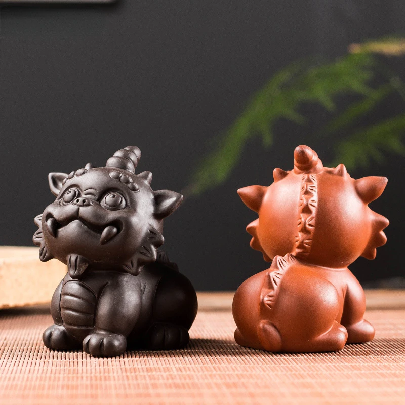 Little Lion Statue Tea Pet Decoration Garden Creativity Ornament Tea Ceremony  Yixing Purple Clay Handmade Accessories