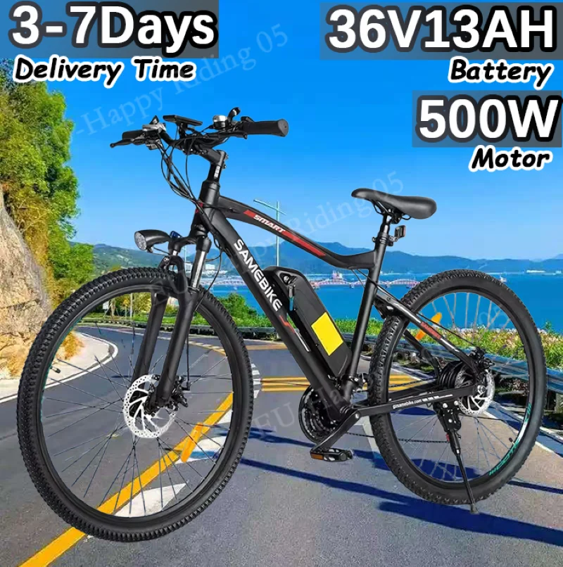 Vélo Électrique de Montagne à 21 Vitesses avec Moteur Sans Balais de 500W, Batterie 36V, 13Ah,