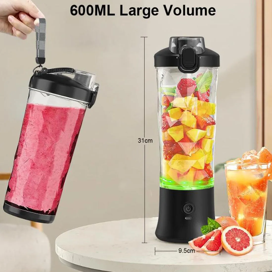 

Portable Blender Mini Portable Fruit Juicer Automatic Smoothies Fresh Juice Blender USB Rechargeable Electric Juicer Mixer 600ml