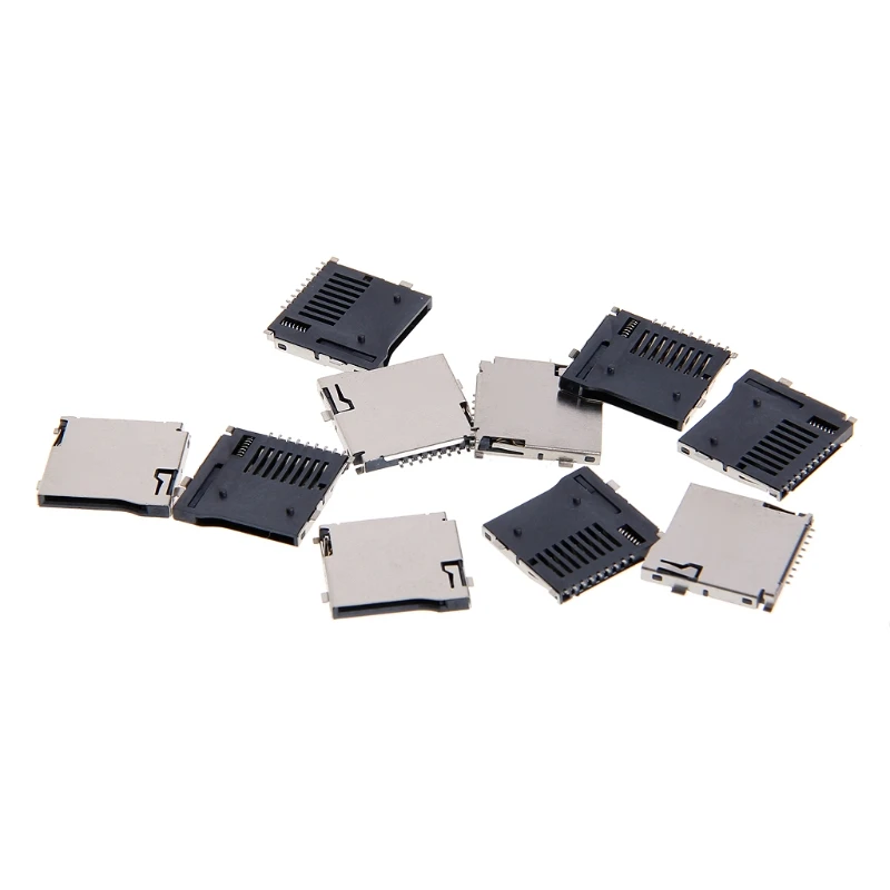 10 PCS Push-Push Type Card Socket Adapter Automatic PCB Mount Connector 9 Pin Memory Card Socket Holder