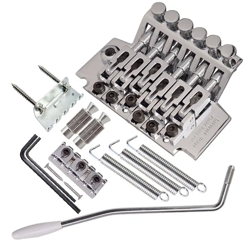 B48B-Chrome Electric Guitar Tremolo Bridge Accessory Double Locking Systyem/78MM Between The 2 Studs Centers/Strings Through Sad