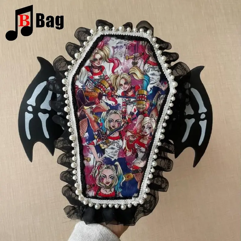 Y2K Gothic Women\'s Girls Punk Handbags Harajuku Shoulder Bag Bat Wing Small Backpack Motorcycle Diagonal Straddle Bag Totes
