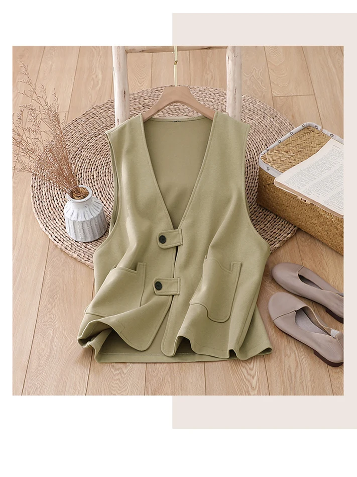 

Retro Casual Vest Jaet Pure Color V-ne Design Svel oulder Pad Top Women's Busin Casual Wear Spring New Arrival