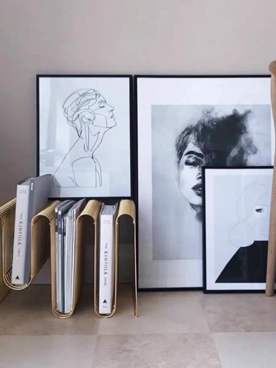 Prateleira De Armazenamento De Quadro De Chão, Nordic Simple Magazine Shelf, Luz De Metal Criativa, Prateleiras De Livros De Luxo, Decoração De Sala